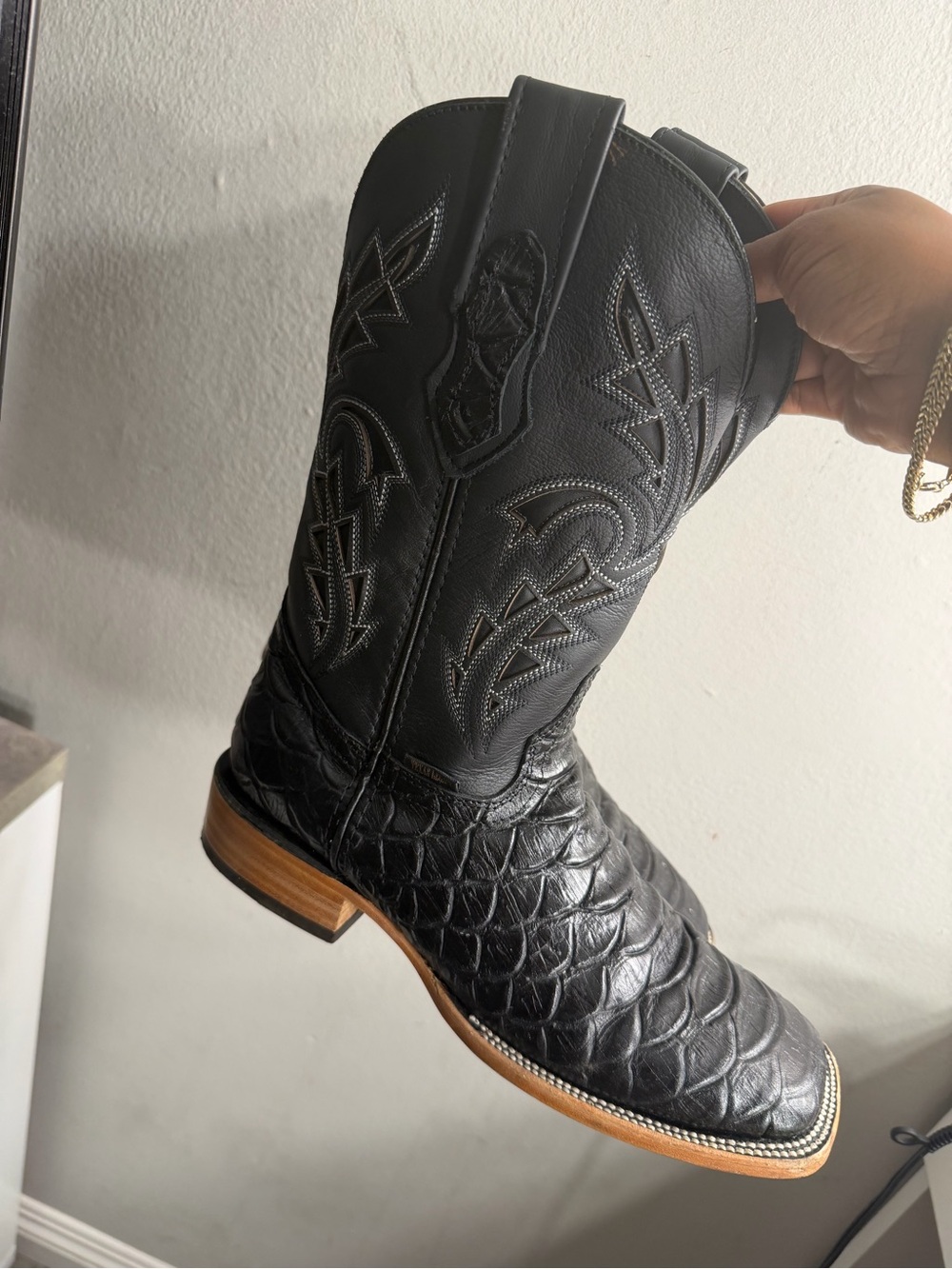 Black Men's Western Cowboy Boots - Premium Leather